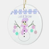 Sneeuwpop met Sneeuwvlokken Keramisch Ornament (Links)