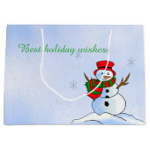 sneeuwpop met sneeuwvlokken large cadeautasje (Voorkant)