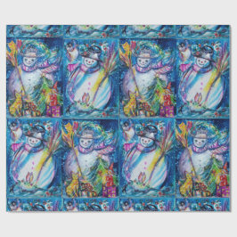 SNEEUWPOP MET UIL, KERSTBOOM EN SPEELGOED Winter Cadeaupapier
