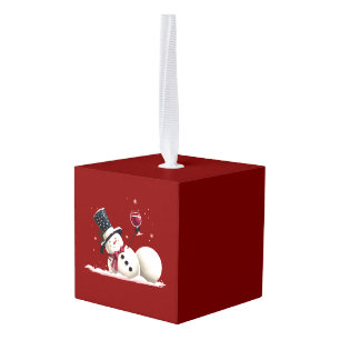 Sneeuwpop Met Wijn Kerstcadeau Xmas Feestdag  Decoratie