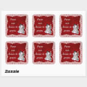 Sneeuwpop op Rood Vierkante Sticker (Vel)