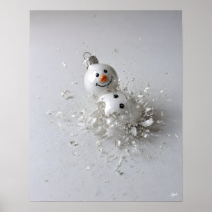 Sneeuwpop ornament versplintert 45 graden vanuit d poster