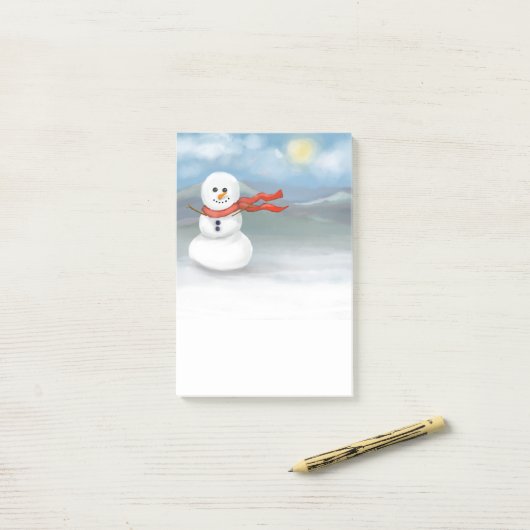 Sneeuwpop Post-it® Notes (Op bureau)
