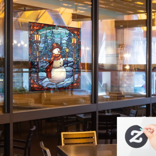 Sneeuwpop Ruitstickers Raamsticker (Restaurant Raam)