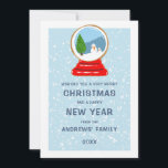 Sneeuwpop Sneeuwbol Koekje Illustratie Kerstmis Feestdagenkaart<br><div class="desc">Deze schattige en moderne kerstkaart is geweldig voor het kerstseizoen. Het bevat een handgetekende sneeuwman-sneeuwbol-gebakken koekje-illustratie in rood, blauw en groen op een pastelblauwe achtergrond met witte vallende sneeuwvlokken. Aan de achterkant zijn vergelijkbare sneeuwvlokken en een marineblauwe lucht te zien. Het is schattig, artistiek, leuk en speels voor het winterseizoen!...</div>