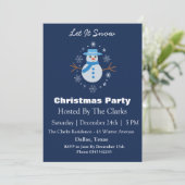 Sneeuwpop Sneeuwvlok Donkerblauw Kerstfeest Kaart (Staand voorkant)