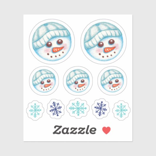 Sneeuwpop Sneeuwvlok Stickers (Vel)