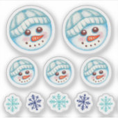 Sneeuwpop Sneeuwvlok Stickers (Voorkant)