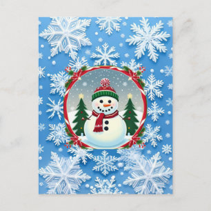 Sneeuwpop Sneeuwvlok Winter Magie Kerstmis Feestel Briefkaart