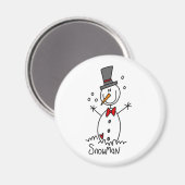 Sneeuwpop Stick Figure Magneet (Voorkant / Achterkant)