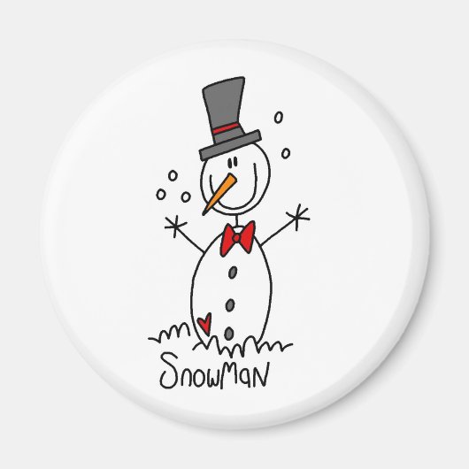 Sneeuwpop Stick Figure Magneet (Voorkant)
