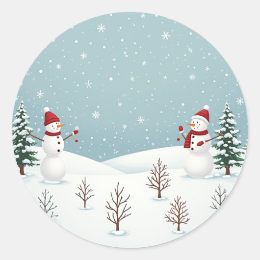 Sneeuwpop stickers die goed gaan met kerst (Voorkant)