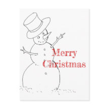 sneeuwpop tekent kerst briefkaart