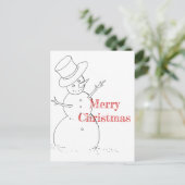 sneeuwpop tekent kerst briefkaart (Staand voorkant)