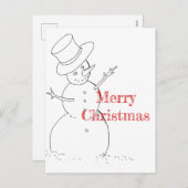 sneeuwpop tekent kerst briefkaart (Voorkant / Achterkant)