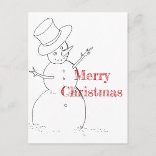 sneeuwpop tekent kerst briefkaart