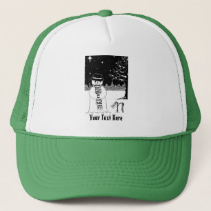 sneeuwpop tijdens kerstmis trucker pet