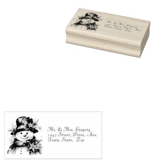 Sneeuwpop Top Hat Kerstmis Sneeuwvlokken Rubberstempel (Gestempeld)