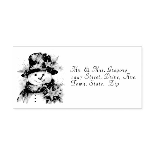 Sneeuwpop Top Hat Kerstmis Sneeuwvlokken Rubberstempel (Afrduk)