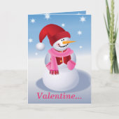 sneeuwpop-Valentijn Feestdagen Kaart (Voorkant)