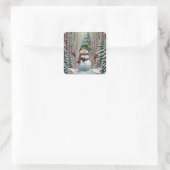 Sneeuwpop Vierkante Sticker (Tas)