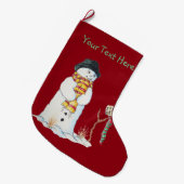 Sneeuwpop voor kerst in sneeuw grote kerstsok (Voorkant (Hangend))