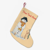 Sneeuwpop voor kerst in sneeuw kleine kerstsok (Voorkant (Hangend))