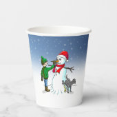 Sneeuwpop voor kerst papieren bekers (Achterkant)