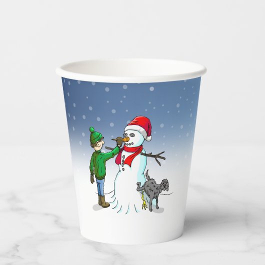 Sneeuwpop voor kerst papieren bekers (Voorkant)