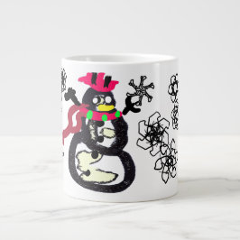 Sneeuwpop winter grote koffiekop