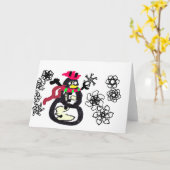 Sneeuwpop winter  kaart (Gele Bloem)