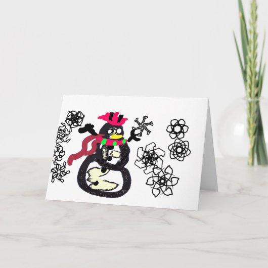 Sneeuwpop winter  kaart (Voorkant)