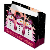 Sneeuwpop Winter Scene Groot Cadeauzakje (Voorkant Gekanteld)