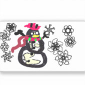 Sneeuwpop winter sticker (Voorkant)