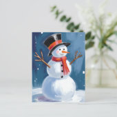 Sneeuwpop Winter Waterverf Feestdagenkaart (Staand voorkant)