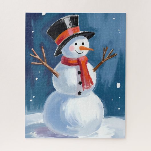 Sneeuwpop Winter Waterverf Legpuzzel (Verticaal)
