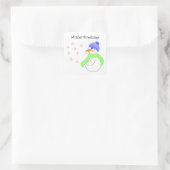 Sneeuwpop Wintergroeten Vierkante Sticker (Tas)