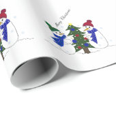 Sneeuwpop Winterlandschap Cadeaupapier (Rol Hoek)