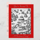 sneeuwpopening met schattige vos en konijnen kaart (Voorkant / Achterkant)