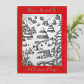 sneeuwpopening met schattige vos en konijnen kaart (Staand voorkant)