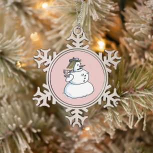 Sneeuwpopeter snowflake kerstversiering tin sneeuwvlok ornament