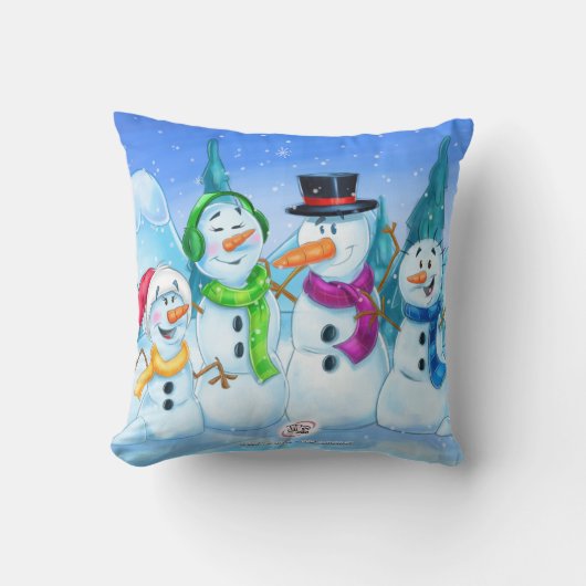 sneeuwpopfamilie kussen (Voorkant)