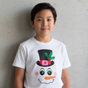 Sneeuwpopgezicht Met Hoed T-Shirt Voor Kinderen