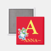 Sneeuwpopje voor initiaal van meisjes magneet (Voorkant / Achterkant)