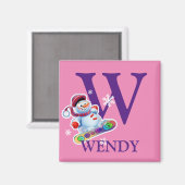 Sneeuwpopje voor initiaal van meisjes magneet (Voorkant / Achterkant)