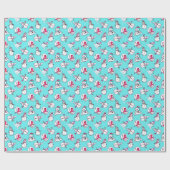 sneeuwpoppatroon | Turquoise Girly Kerstmis Cadeaupapier (Vlak)