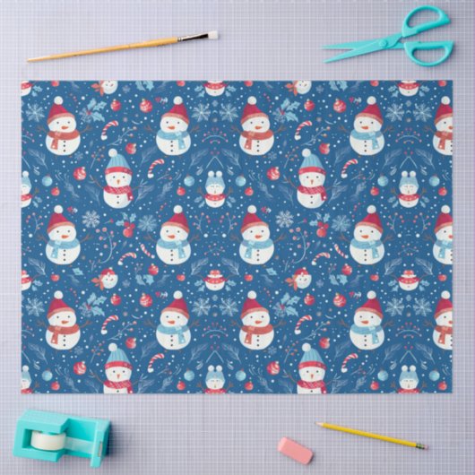 Sneeuwpoppen Bessen Candy Canes Kerstmis Tissuepapier (Craft)