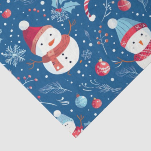 Sneeuwpoppen Bessen Candy Canes Kerstmis Tissuepapier (Detail)