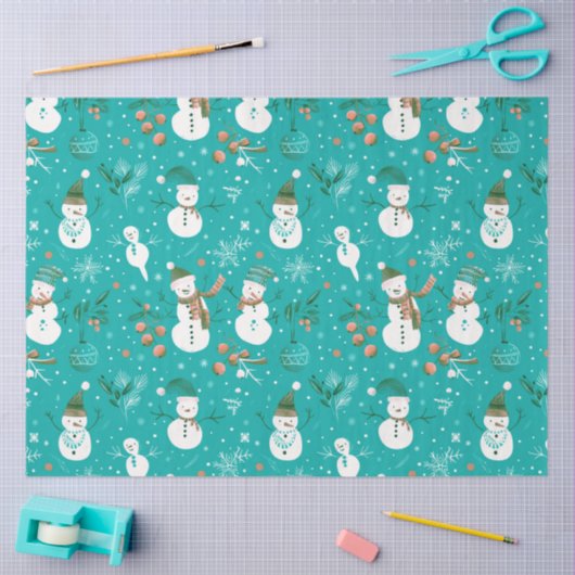 Sneeuwpoppen Bessen Sneeuwvlokken Groen Kerstmis Tissuepapier (Craft)