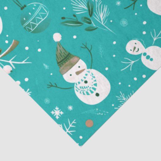 Sneeuwpoppen Bessen Sneeuwvlokken Groen Kerstmis Tissuepapier (Detail)